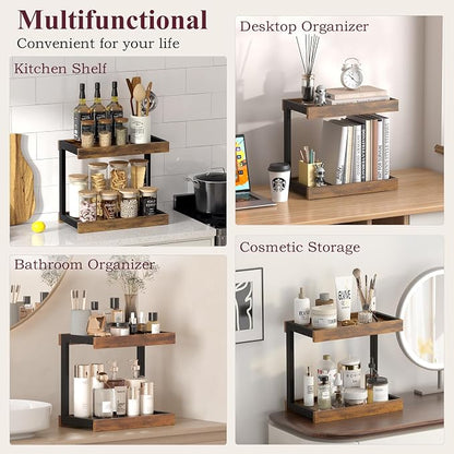 MARTY 2 Tier 15.75"x8.9" Large Countertop Shelf Organizer Spice Rack, Coffee - Image 8