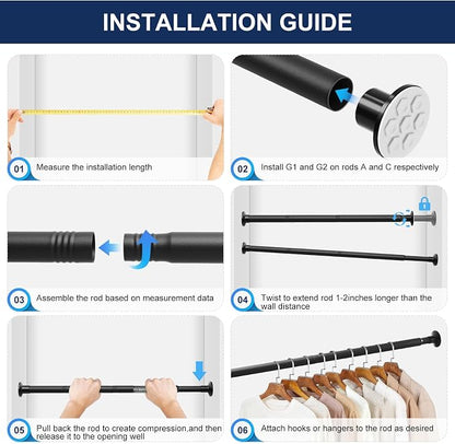 No Drilling Closet Rod, 27.5-94 Inches Hanging Closet Rod - Image 8