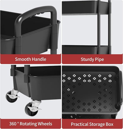 Sywhitta 3-Tier Plastic Rolling Utility Cart - Image 7