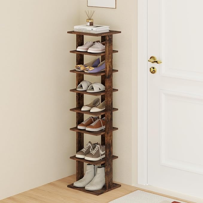 Tangkula 8-Tier Vertical Shoe Rack, Space-Saving Corner Shoe Organizer by TANGKULA