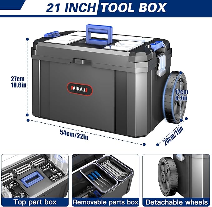 3-In-1 Tool Box with Wheels | Rolling Stackable Tool Box | Modular Tools - Image 6