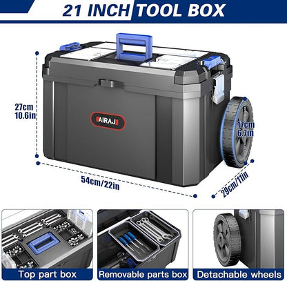3-In-1 Tool Box with Wheels | Rolling Stackable Tool Box | Modular Tools - Image 6