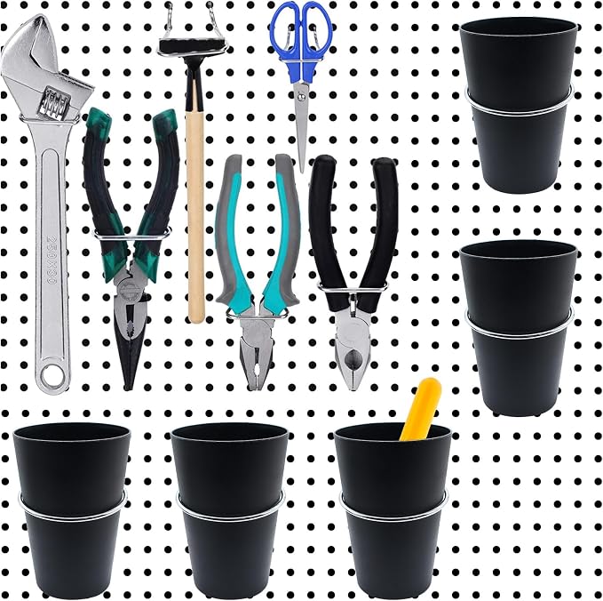 6 Set Pegboard Bins with Rings, Pegboard Cups Included, Pegboard Cup Holder - Image 6