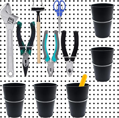 6 Set Pegboard Bins with Rings, Pegboard Cups Included, Pegboard Cup Holder - Image 6