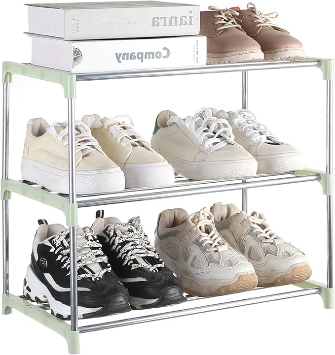 Small Shoe Rack, Narrow Stackable Shoe Shelf Organizer | by Fouews