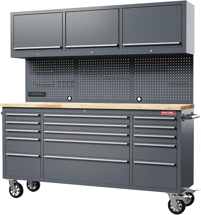 HAUTMEC 72" Rolling Tool Chest, Mobile Garage Workbench, Heavy-Duty Tool by HAUTMEC