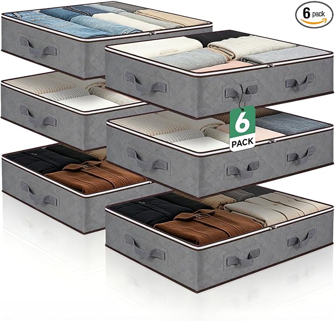 Pterying 6Pack Under Bed Storage Bags, Closet Organizers and Storage Bins by Unknown