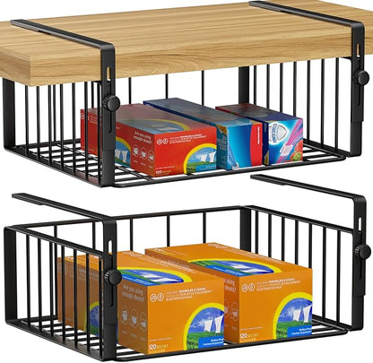 2Pack Under Shelf Basket Organizer, Adjustable Hanging Holder Storage by AmonHouseware