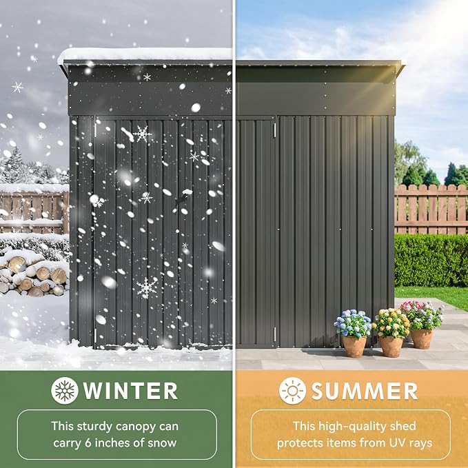 Aoxun 7.5'x4' Triple Door Shed Outdoor Storage Shed - Image 8