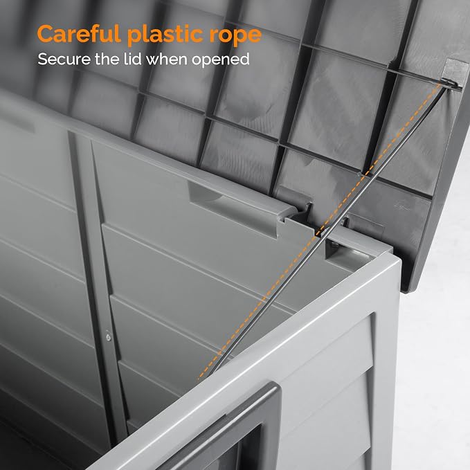 VINGLI 75 Gallon Outdoor Storage Box, Lockable Plastic Storage Containers - Image 8