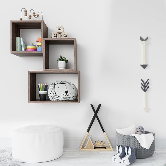 Kaboon Wall Mount Shelf Set of 3, Floating Cube Shelves - Image 3