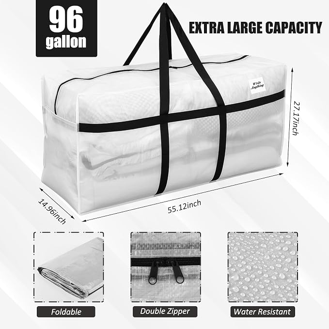 4 Pcs 96 Gallon Extra Large Moving Bags Heavy Duty Storage Bag - Image 3