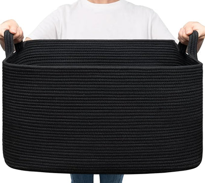 Goodpick Large Blanket Basket Living Room, 21.6" x 14.9" x 11.8" Woven Storage by Goodpick