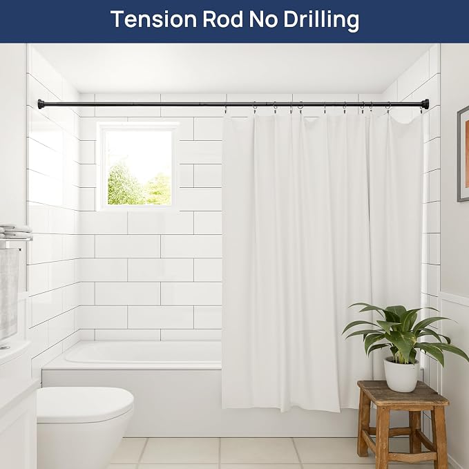 ENJOYBASICS 2 Pack Tension Curtain Rod, 32-78" Adjustable, No Tools, - Image 8