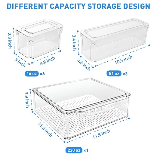 Pomeat 10 Pack Fridge Organizer, Stackable Refrigerator Bins - Image 5
