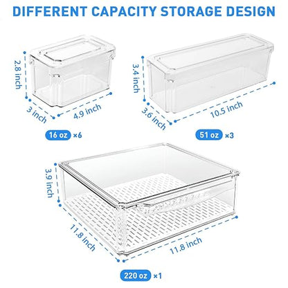 Pomeat 10 Pack Fridge Organizer, Stackable Refrigerator Bins - Image 5