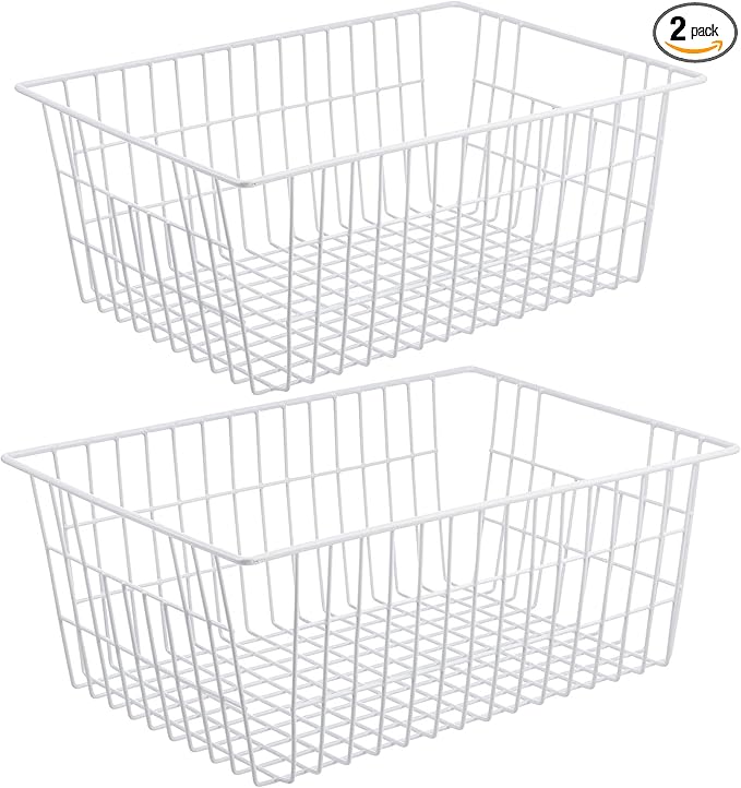 Redrubbit Wire Storage Baskets, Large Farmhouse Metal Freezer Basket Storage by Redrubbit