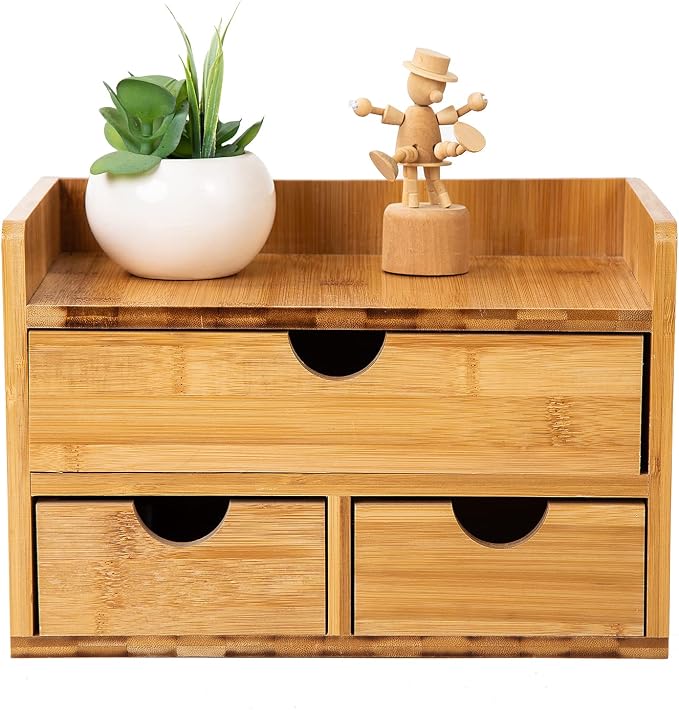 Rustic Distressed white 3-Tier Bamboo Desk Organizer - Image 4