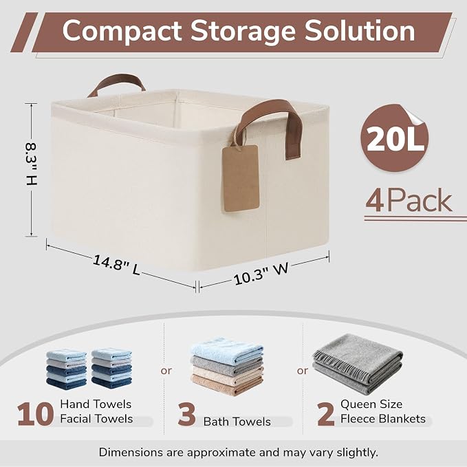 CHICVITA 4 Pack Fabric Shelf Storage Baskets - Image 3