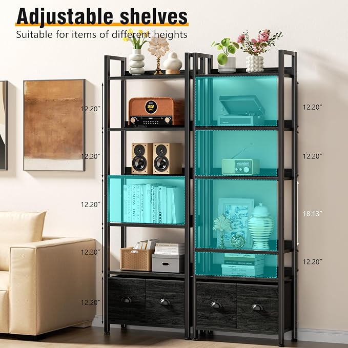 Furologee 6-Tier Bookshelf Set of 2, Tall Bookcase - Image 5