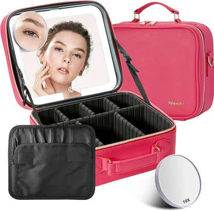 Mocado Travel Makeup Bag with LED Lighted Mirror, Travel Makeup Organizer by Mocado