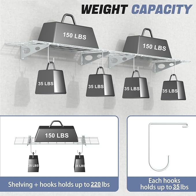 WALMANN 2-Pack Garage Wall Shelves, 1 x 4 ft/12 * 48 inch Wall Mounted Storage - Image 5