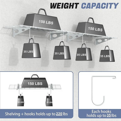 WALMANN 2-Pack Garage Wall Shelves, 1 x 4 ft/12 * 48 inch Wall Mounted Storage - Image 5