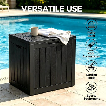 34 Gallon Outdoor Storage Box, Resin Deck Box Waterproof, Raised Bottom Outdoor - Image 4