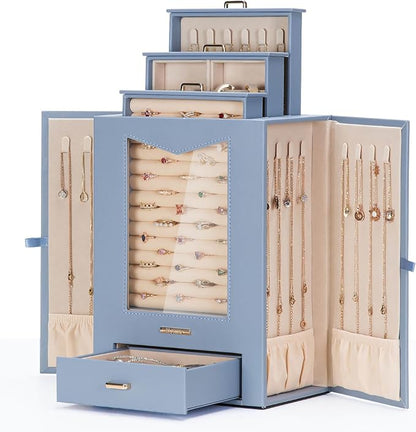 Homde Jewelry Organizer with Transparent Window Necklace Hooks Gift by Homde