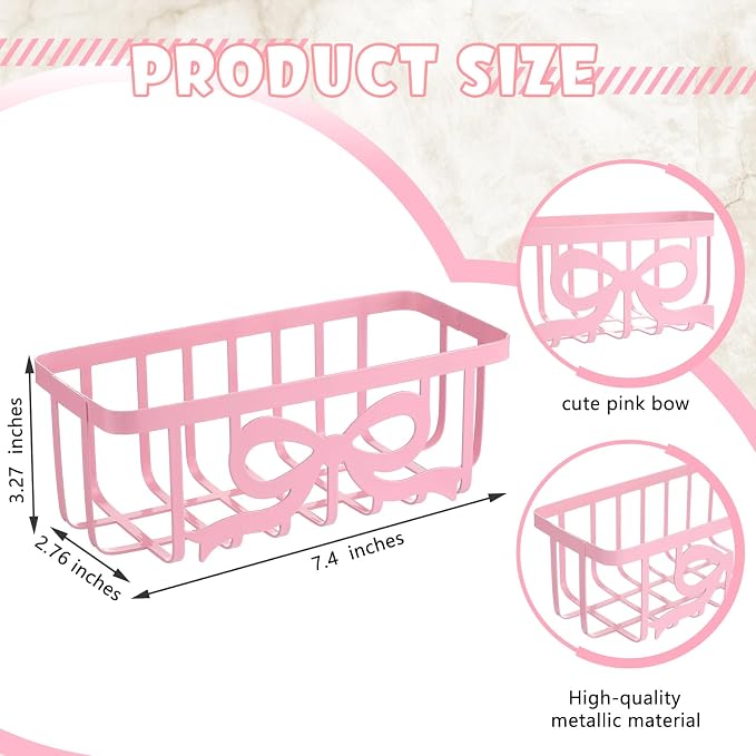 Pink Bow Sponge Holder for Kitchen Sink - Image 2
