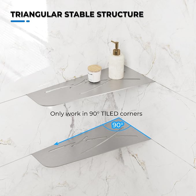 FerdY 2-Pack 12" Brushed Nickel Recessed Corner Shower Shelf, - Image 5