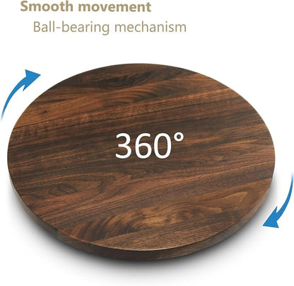 15 Inches Black Walnut Wood Lazy Susan, Solid Wooden Round Kitchen Turntable - Image 2