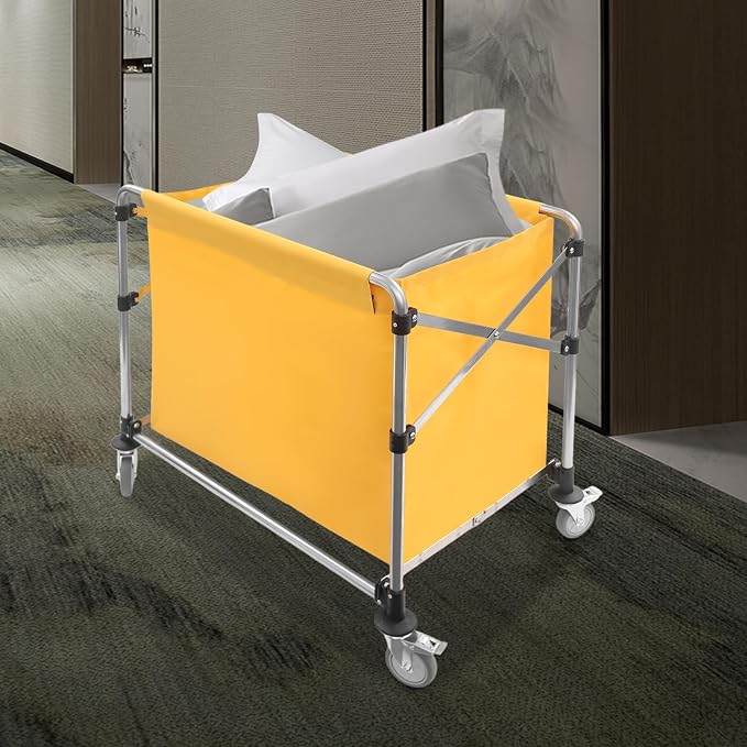 Commercial Laundry Cart with Wheels, Folding Laundry Hamper Cart, Heavy Duty - Image 5
