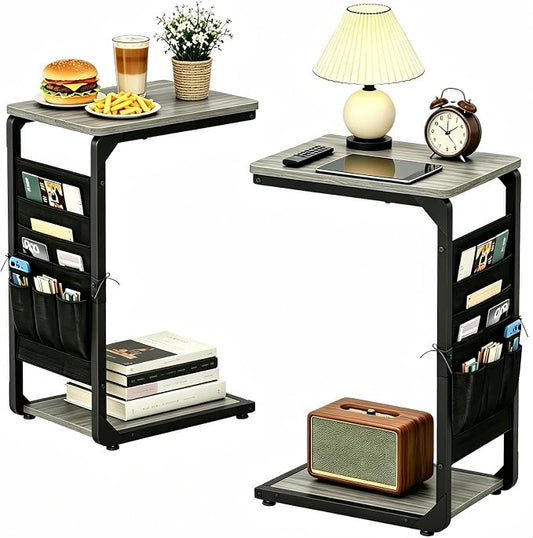 TV Trays Set of 2, TV Tables for Eating Dinner Tray Snack Couch Side Table Wood by Unknown