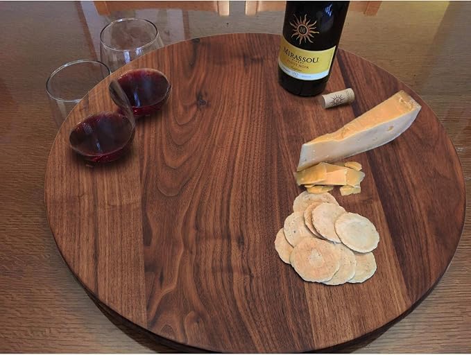 18 Inches Black Walnut Wood Lazy Susan, Solid Wooden Round Kitchen Turntable - Image 7