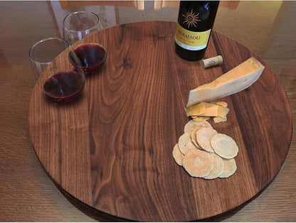 18 Inches Black Walnut Wood Lazy Susan, Solid Wooden Round Kitchen Turntable - Image 7