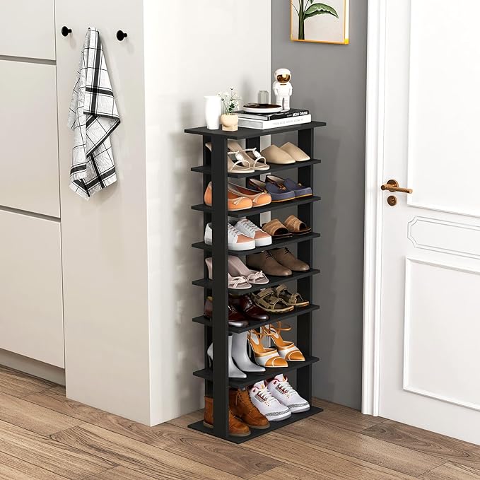 Tangkula 8-Tier Vertical Shoe Rack, Space-Saving Corner Shoe Organizer by TANGKULA