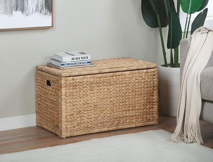 eHemco Water Hyacinth Wicker Storage Trunk, 30x17.5x17.5 Inches | Safety Hinge - Image 2