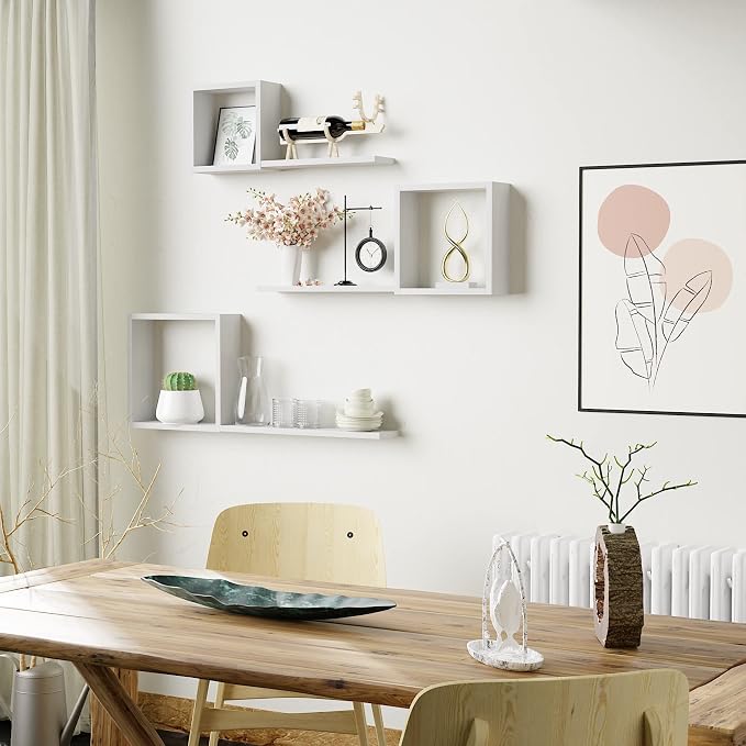 Wooden Square Floating Shelves Wall Mount, Floating Cube Shelves Set of 6 - Image 4