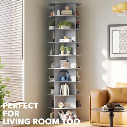 SpaceAid 9 Tier Rotating Shoe Rack Tower, Spinning Shoe Display Lazy Susan - Image 6