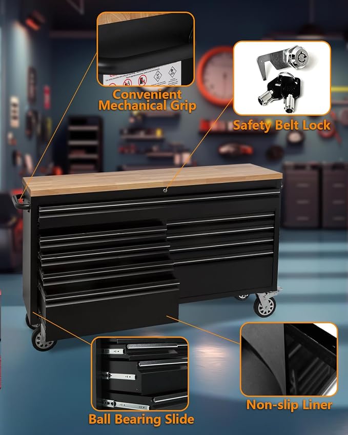 61-Inch Heavy-Duty Rolling Tool Chest & Mobile Workbench - Image 4