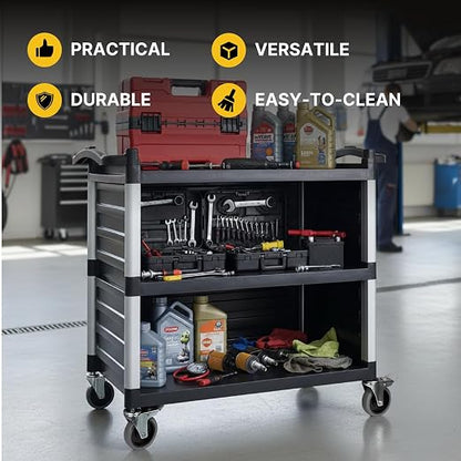 NorthSky Select Dual-Handle Utility Service Cart, 3 Shelves, 440 lb. Capacity - Image 6