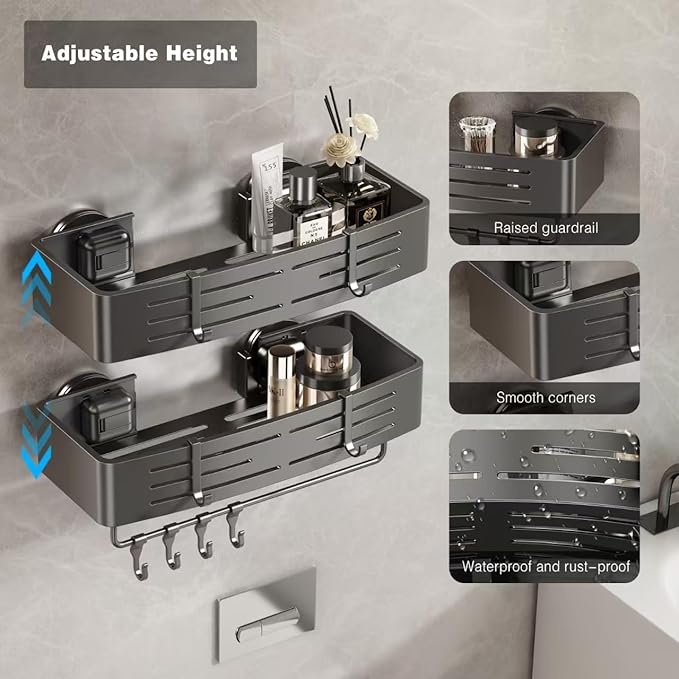 Voldra Shower Caddy Suction Cup, 2 Pack Shower Shelves - Image 2