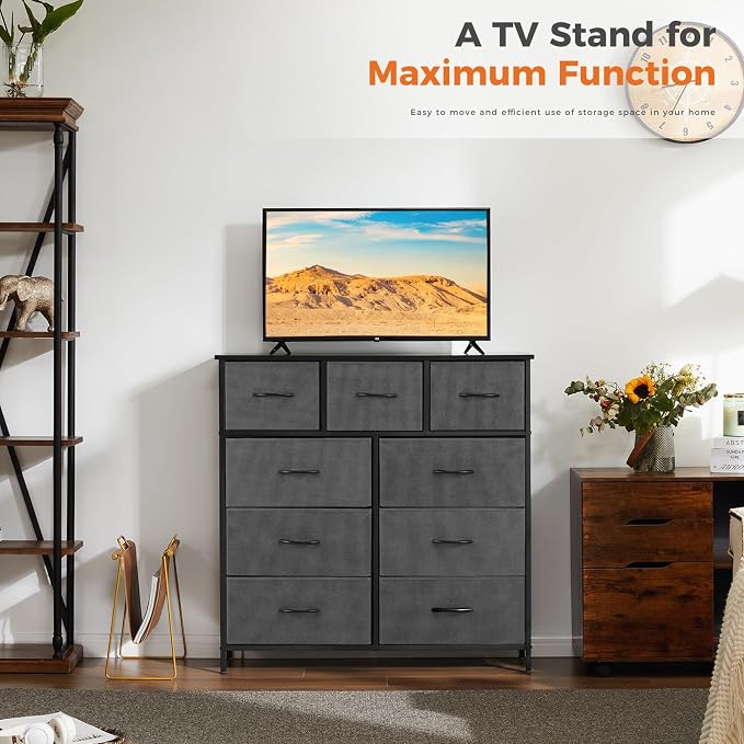 Sweetcrispy 9 Drawer Fabric Dresser Tall Chest Storage Organizer Tower | - Image 7