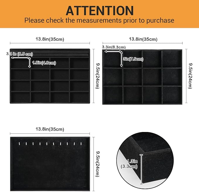 ProCase Stackable Large Jewelry Drawer Organizer, 3 Pack Velvet Jewelry - Image 4