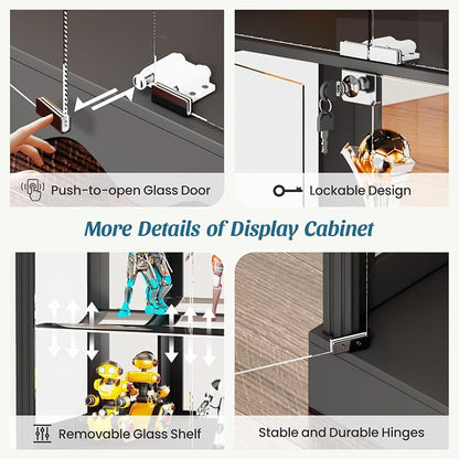 Display Cabinet with Glass Doors, LED Display Case with Removable Shelf - Image 6