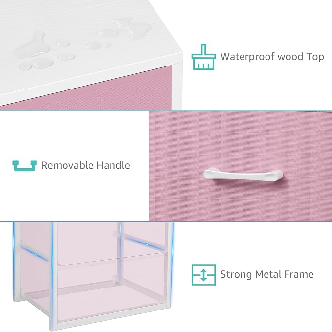 BOLUO Stackable Closet Drawers for Clothes Organizers and Storage Fabric Pink 2 - Image 8