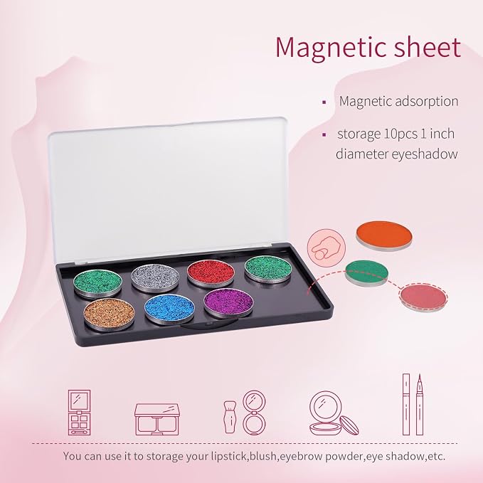 Magnetic Makeup Palette with Frosted Clear Top, 5 Pack Empty Eyeshadow Palettes - Image 3