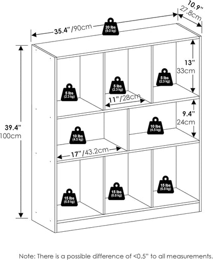 Furinno DALY Book Shelf, 8-Cube Bookshelf, Horizontal Cube Storage Organizer - Image 3