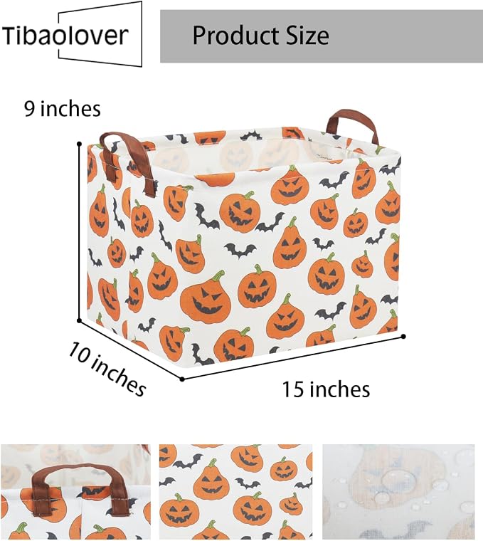 Rectangular Halloween Basket for Kids Pumpkin Basket Toy Storage Bin Organizer - Image 6